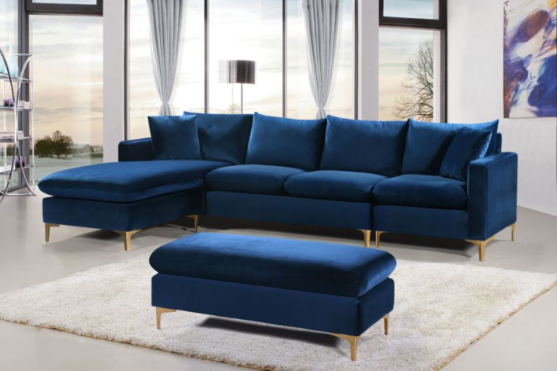 Naomi Navy Velvet 2pc. Reversible Sectional