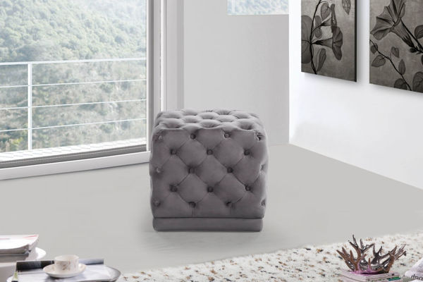 Picture of STELLA GREY VELVET OTTOMAN - 137