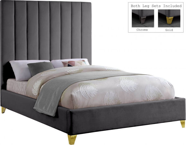 Picture of VIA VELVET GREY QUEEN BED - 336