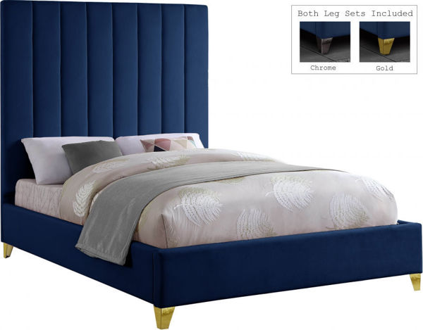 Picture of VIA VELVET NAVY KING BED - 336