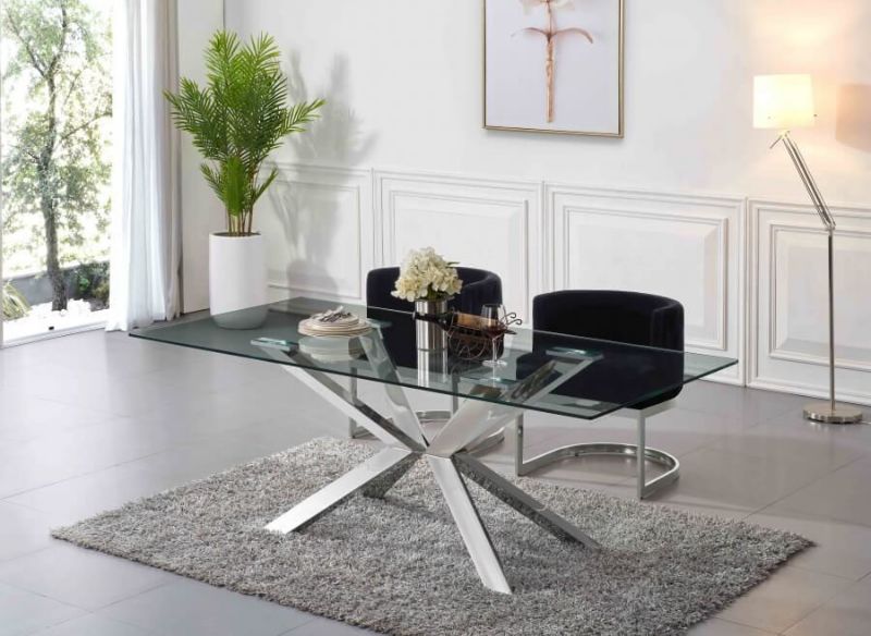 Picture of JUNO CHROME GLASS DINING TABLE