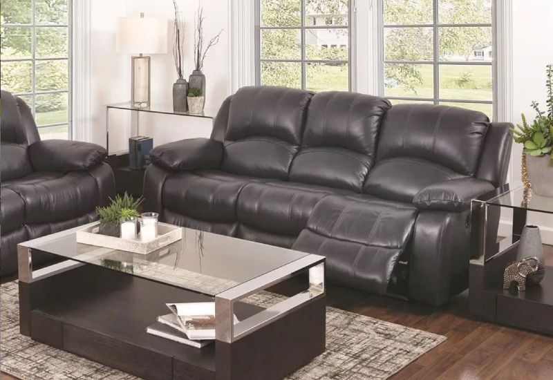 EMERSON GREY LEATHER PWR SOFA