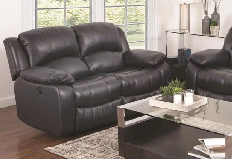 EMERSON GREY MANUAL LEATHER LOVESEAT