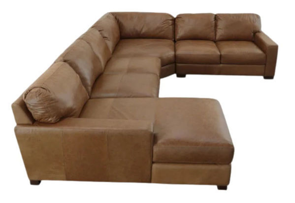 BECHAM CHESTNUT 4PC LEATHER SECTIONAL